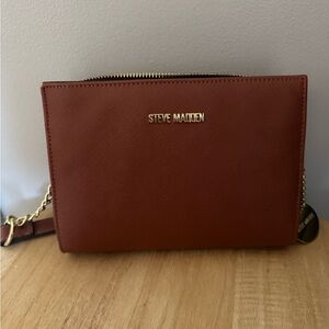 Steve Madden Cognac Crossbody with Gold Accents
